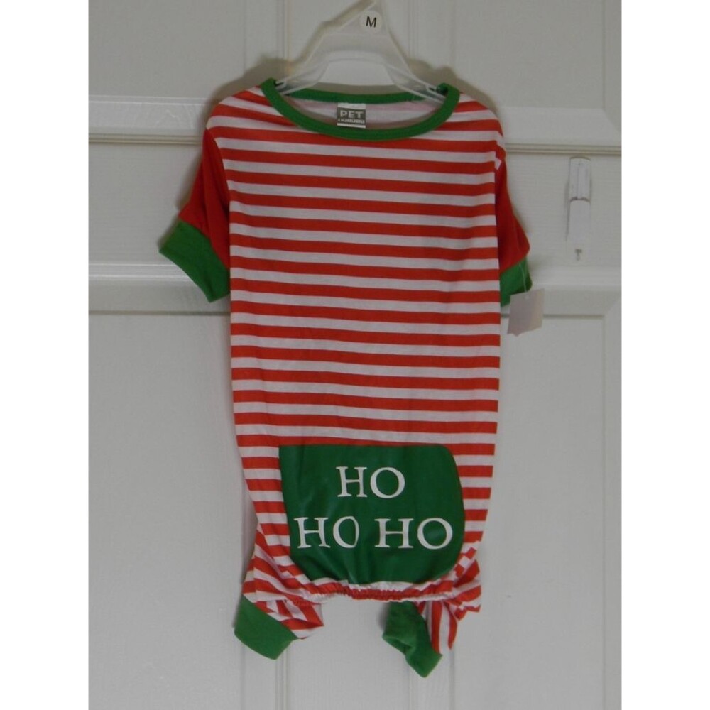 Pet Spirit Christmas Dog Apparel Pajamas Ho Ho Ho Stripes Red White Sz Med NWOT
